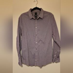 Men's Burgundy Check H&M Button Up Dress Shirt
